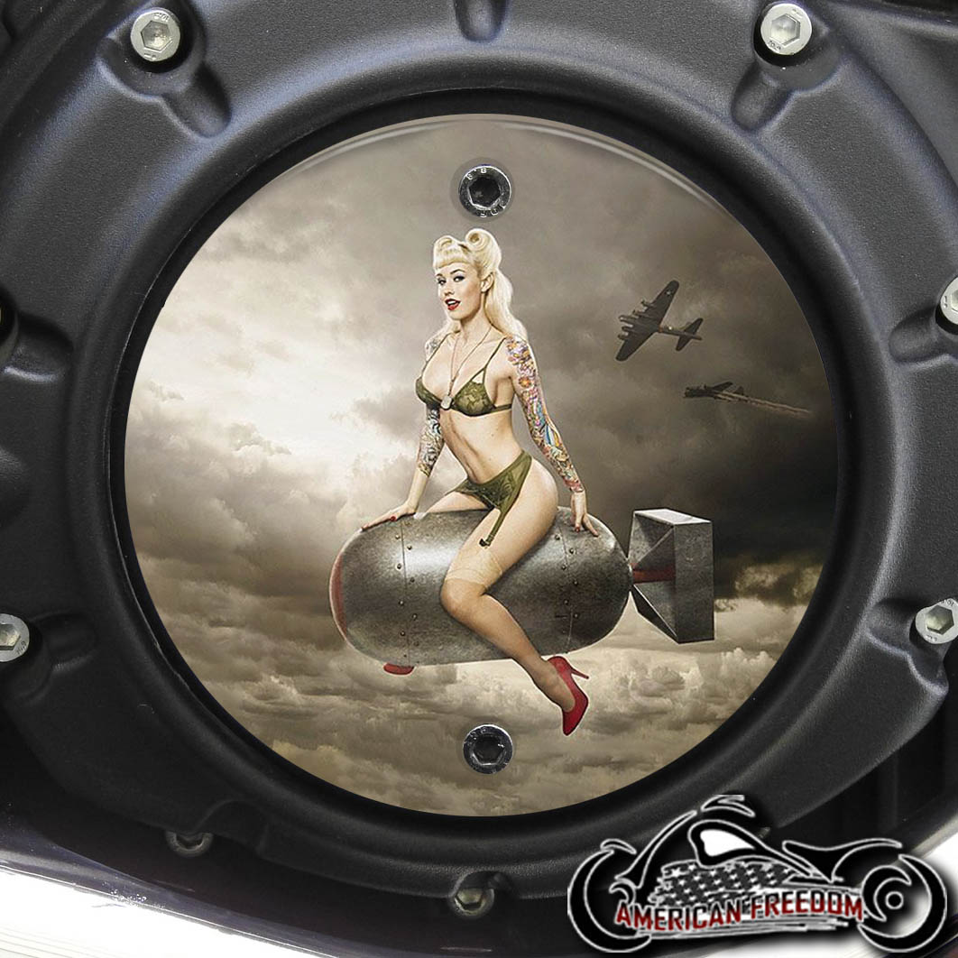 Indian Scout Derby Cover - Blonde Bomber Gal